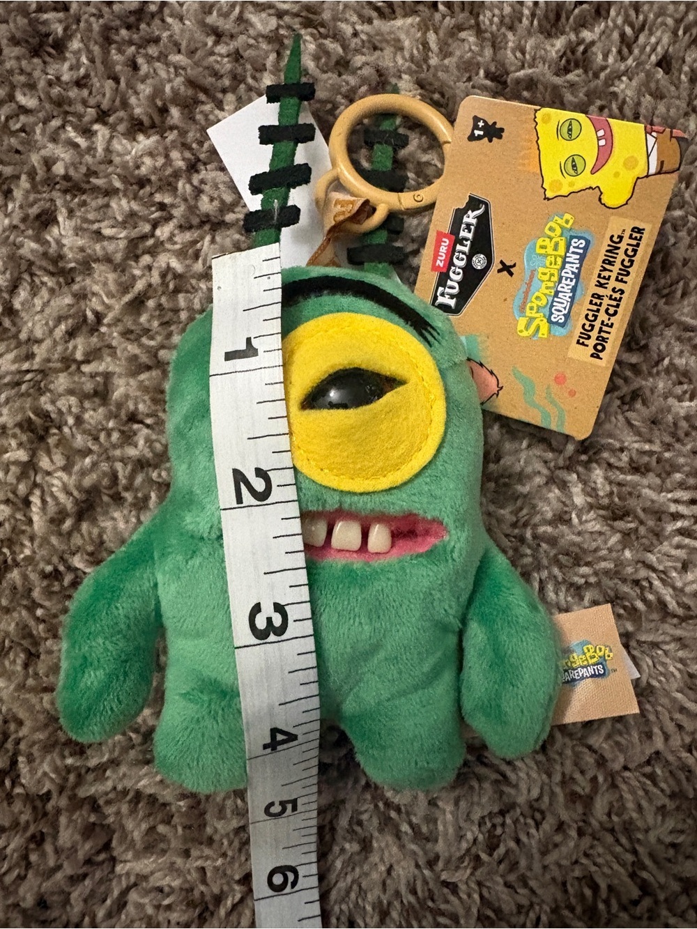 Fuggler x Spongebob Green One-Eyed Monster Plush Keychain - Picture 6 of 7